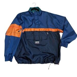 Vintage IZOD Sport Men’s Blue Orange Colorblock Quarter Zip Jacket Size XL